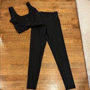 Strut This black plaid Women's Leggings and Crop Top Set